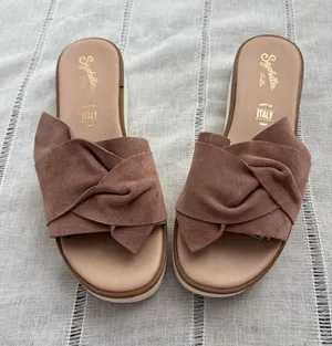 Seychelles Brown Suede Knot Slide Mules thumbnail 1