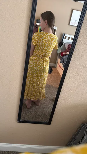Amazon Yellow Floral Wrap Dress  thumbnail 3