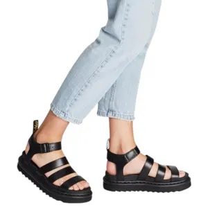 Dr. Martens Blaire Brando Black Leather Platform Strappy Chunky Sandals Size 7 thumbnail 1
