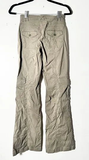 Cotton:On Cargo Pants Women's 2 Khaki Tan Low Rise Flare Y2K Utility thumbnail 1