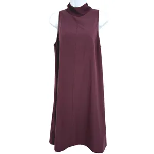 Athleta Initiative Mock Neck Mini Shift Dress Women SM Tall Plum Sleeveless Zip thumbnail 3