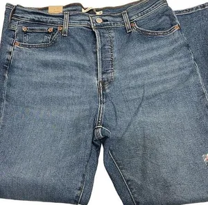 Levi's Wedgie Straight Stretch Denim Jeans 32 x 28 High Rise Cropped Distressed thumbnail 1