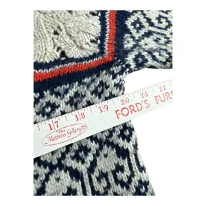 American Eagle Fair Isle Heart Wool Alpaca Blend Pointelle Sweater XL Navy Blue thumbnail 5