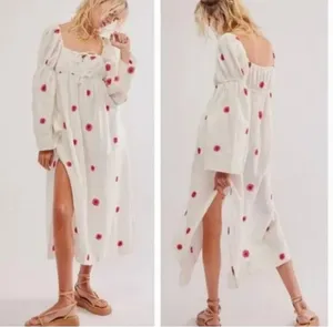 Free People White floral maxi dress with red flowers thumbnail 3