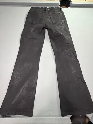 7 For All Mankind Black coated waxed flare boot cut Jeans 25 inch waist size 0-2 thumbnail 11