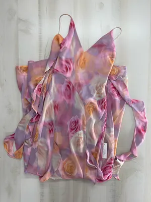 nwt FOR LOVE AND LEMONS pink watercolor beate maxi dress event thumbnail 3
