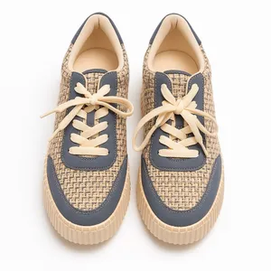 Universal Threads Woven Platform Sneakers Blue Cream Tweed Women's Size 9 in EUC thumbnail 8