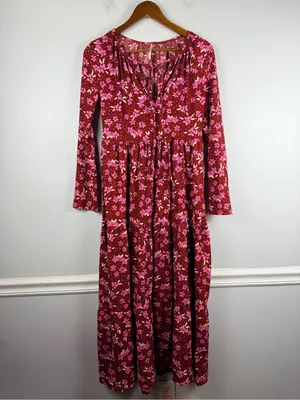 Free people Tiered Midi Dress in red multi size small thumbnail 3