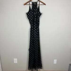 Lovers + Friends Revolve Bridget Maxi Dress Small Black Gold Polka Dot Ruffle S‎ thumbnail 14