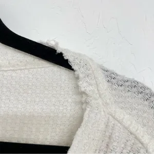 Urban Outfitters Out From Under White Waffle Knit Cardigan Sweater Womens M Raw Edge Boho Fall thumbnail 5