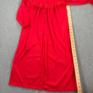 Green Bros. Vintage Robe Sleep Nightgown Size 6 Red Nylon Sheer Lace Trim Button thumbnail 5