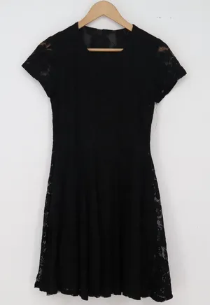 Unbranded Dress Womens XS Fit & Flare Black Floral Lace Short Sleeve Excellent thumbnail 1