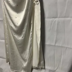 Women's Rhinestone Cream Lace Halter Maxi Dress Size Small thumbnail 13