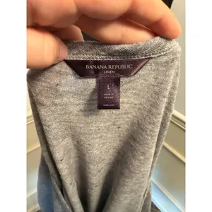 Banana Republic Heather Gray Linen Scoop Neck T-Shirt Relaxed Fit Minimalist thumbnail 5