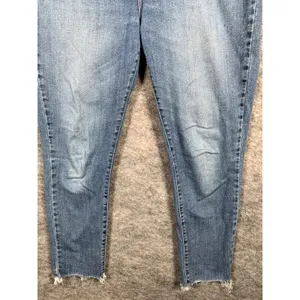 Women's LEVI'S 721 High Rise Skinny Cropped Jeans Size 32 Zip Blue Fringe‎ thumbnail 3