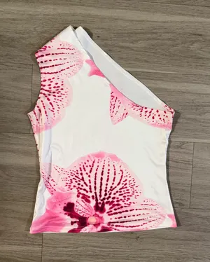 White and Pink Off the Shoulder Floral Top thumbnail 1