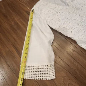 646 Main white eyelet embroidered short sleeve top tunic large 100% cotton thumbnail 11