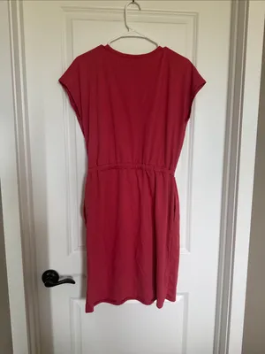 Casual V-Neck Red Drawstring Waist Dress thumbnail 4