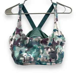 Spanx Low Impact Support Multi Camo Print Scoop‎ Neck Sports Bra Sz L thumbnail 2