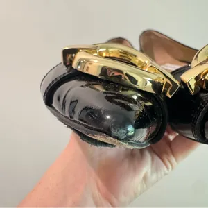 Diane Von Furstenberg Black Patent Leather‎ Pointed Toe Flats 8M thumbnail 3