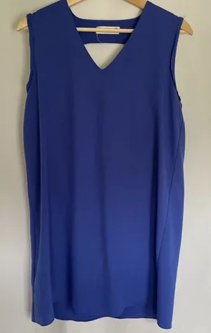 Dahlya‎ royal blue sleeveless sheath v-neck summer sundress casual size small thumbnail 1