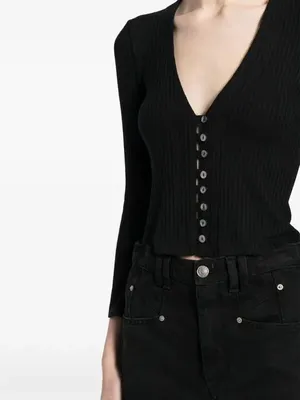 Reformation Jeans Geller Ribbed Knit Cardigan Sweater in Black thumbnail 2