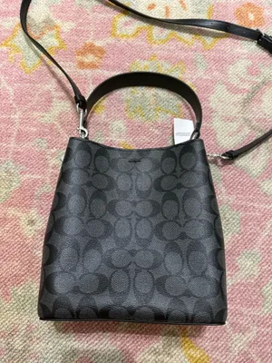 Coach 2312 Black/Grey Signature Coated Canvas Small Town Bucket Bag thumbnail 5