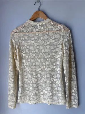 Sheer Floral Lace Long Sleeve Top thumbnail 2