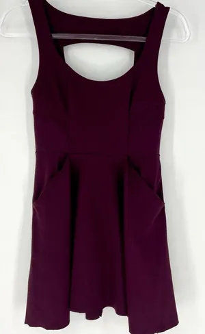 Kimchi Blue‎ Fit & Flare Skater Dress Burgundy Small thumbnail 1