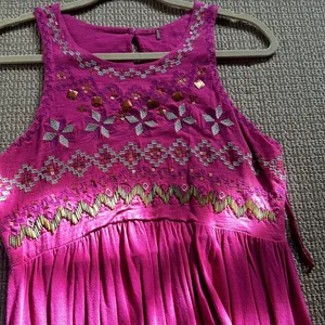 Free People top lined to waist beaded detail hot pink S thumbnail 2