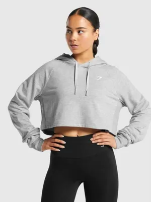 Gymshark Size S Small Training Cropped Hoodie Sweatshirt Gray thumbnail 1