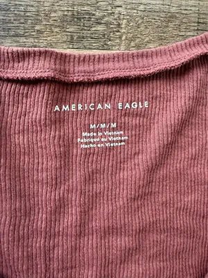 American Eagle Outfitters Rust Ribbed Button-Front Long Sleeve Top Medium thumbnail 2