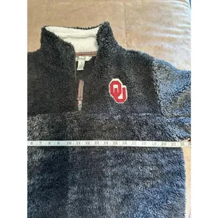Pressbox by Royce Faux Fur Quarter Zip Pullover Size Small OU Sooners Oklahoma thumbnail 4