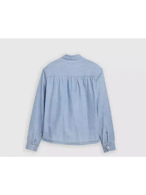 New Levi's Women's L Blue Tab Coral Shirt Chambray Medium Wash Large Japanese thumbnail 7