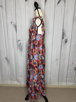 Ee:some Floral Tiered Ruffled Maxi Sundress Size L Smocked Back Sleeveless thumbnail 10