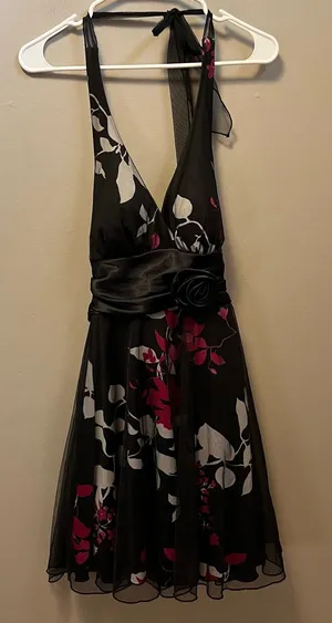 Y2K Mesh Halter Dress Dark Romance‎ Floral Soft Goth Fairy Grunge Vintage Glam thumbnail 1