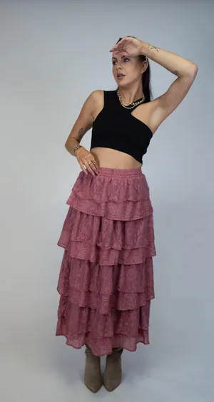 NWT Listicle Kendra Tiered Lace Skirt. Size Medium thumbnail 2