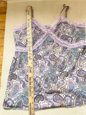 Vintage Xhilaration Y2K Babydoll Lace Trim Paisley Tank Top Cami XL Boho Fairy thumbnail 5