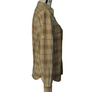 Lauren Ralph Lauren tan & brown plaid button down medium‎ thumbnail 2