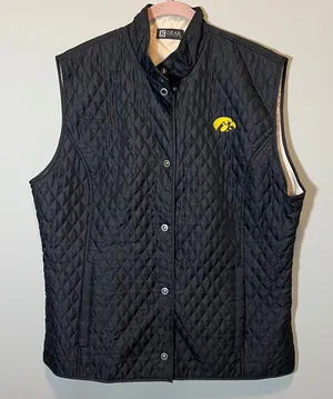 Gear For Sports Iowa Hawkeyes Quilted Vest Black Women's XL Snap Front NCAA Logo thumbnail 1