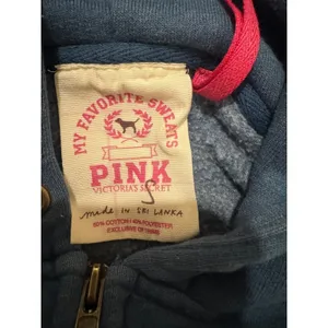 Victoria's Secret PINK Hoodie Athletic Dept Zip Blue Size S Cotton Polyester thumbnail 2