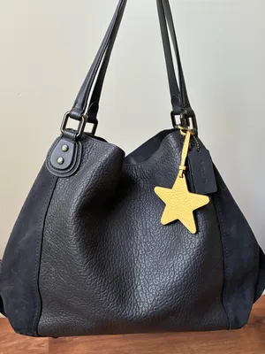 Coach Leather Star Pull Through Bag Charm, Yellow thumbnail 2