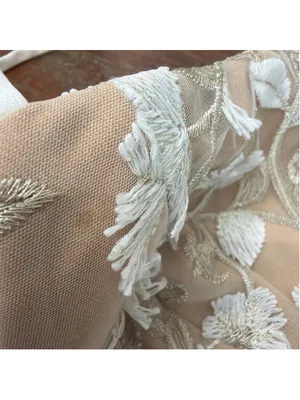 Dress the Population Emma Embroidered Midi Dress White Gold NWT Medium thumbnail 10