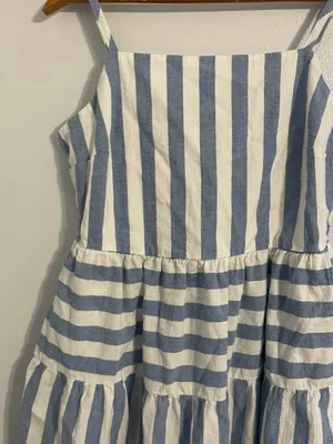 Universal Threads Women's M Blue White Stripe Summer Smocked Cotton Sun Dress thumbnail 3