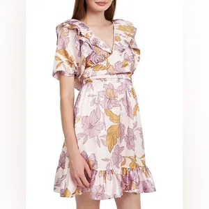 NWT En Saison Jeune Satin Floral Mini Dress Size Medium thumbnail 4
