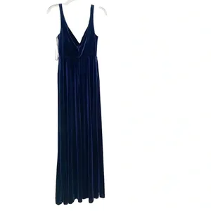 Dessy Lovely Velvet Twist Front Cutout Maxi Dress Midnight Blue Size 2 NWT thumbnail 4