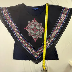 Apt. 9 Women's Navy Blue Floral Medallion Chiffon Layer Overlay Tank Top Size L thumbnail 4