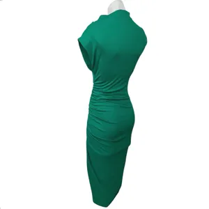 Anthropologie Maya Green Ruched Cowl Neck Sleeveless Slit Midi Bodycon Dress XXS thumbnail 3