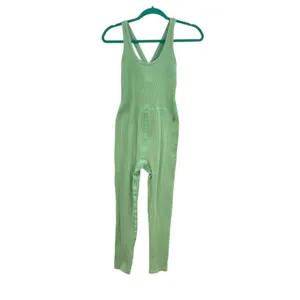 Free People Free Throw Onesie Jumpsuit Ribbed Seamless Green‎ Size Large thumbnail 3