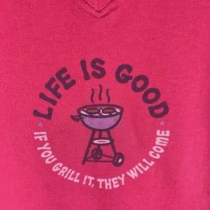 LIFE IS GOOD “If you Grill it,They´ll Come" Pink‎ T-Shirt Womens Medium Outdoor thumbnail 4